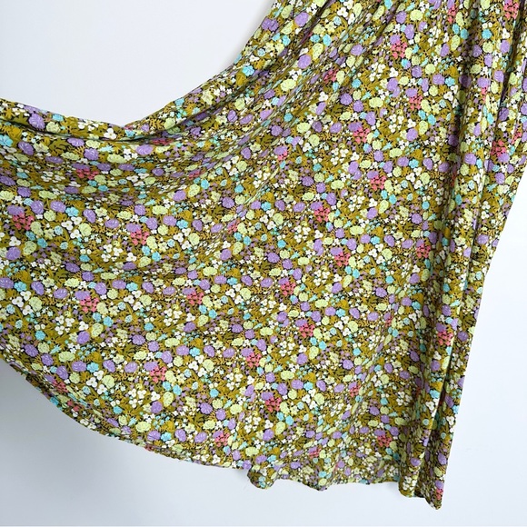 Vintage Handmade Midi Dress Size UK 6 XS Green Floral Trapeze Sleeveless - Picture 7 of 13